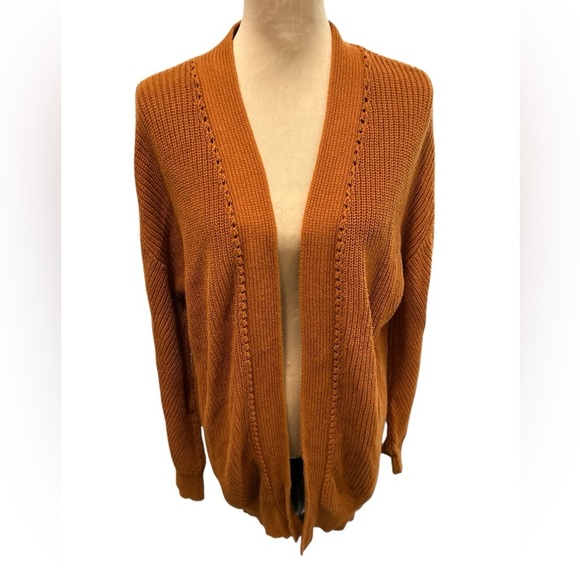 BP. Cozy Long Knit Sweater Cardigan Duster Womens Medium Orange Rust Fall Winter - Picture 1 of 8